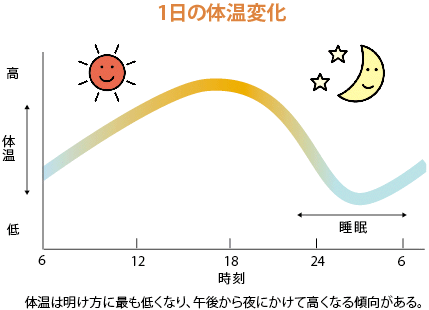 一日の体温変化を表したグラフの画像