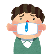 風邪をひいてマスクをしている人の画像